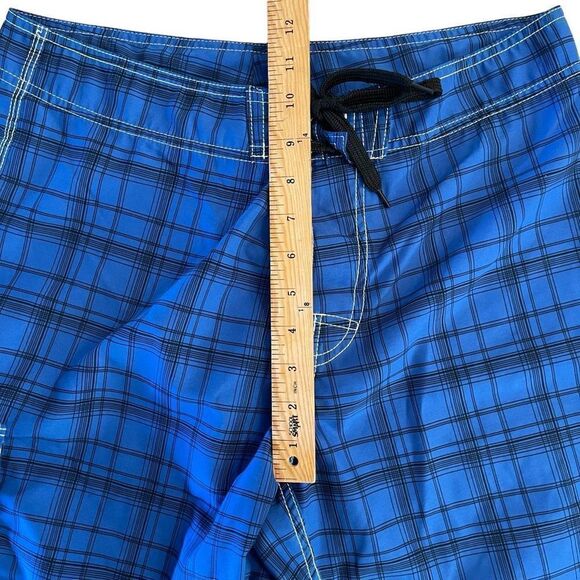 Billabong Mens Boardshorts Plaid Spellout Polyester Blue Black Size 34 - Picture 6 of 8
